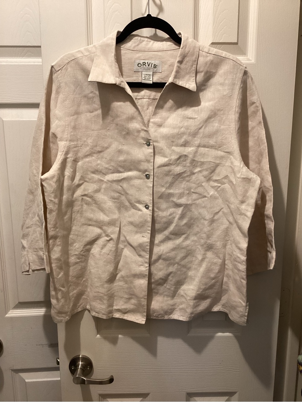 Orvis Casual Linen Button-Down Shirt in Pale Tan